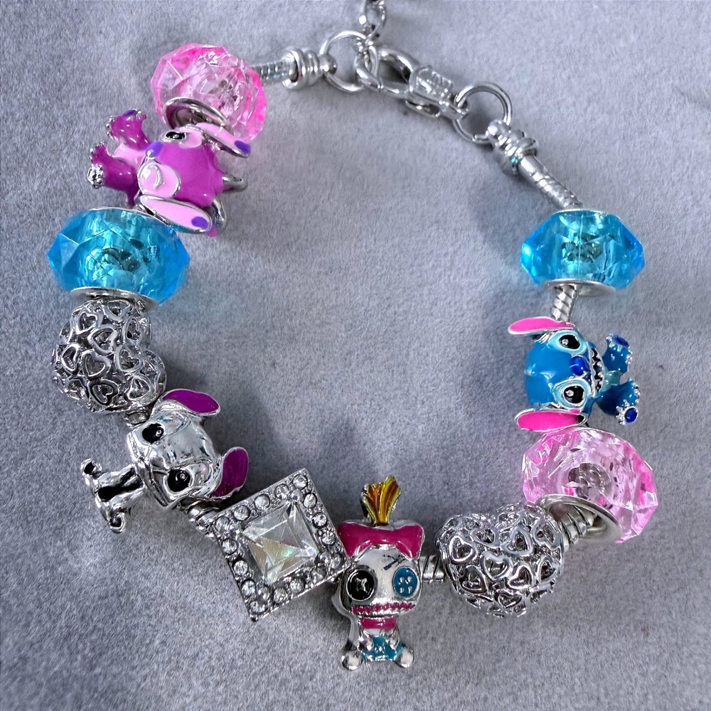 Stitch & Angel Lilo & Stitch Bead Charm Fits Snake Chain Bracelet